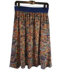 LULAROE FLARE SKIRT ELASTIC WAIST SIZE MEDIUM FLORAL ECLECTIC PRINT LINED COMFY